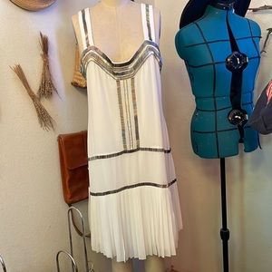 Vince Camuto white beaded flapper dress